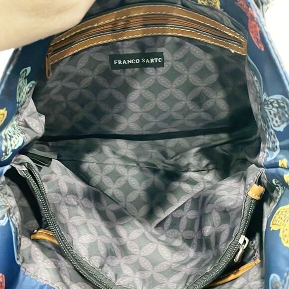 Franco Sarto handbag Navy butterfly print Water resistant Tote Bag Twist Clasp - Picture 4 of 12